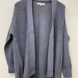 Loft Women's Cardigan Sweater Grey Open Front Knit Size Medium Long Sleeve